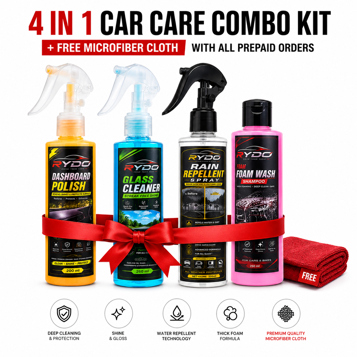 4 in 1 Car Care Combo Kit – Wash, Protect & Restore
