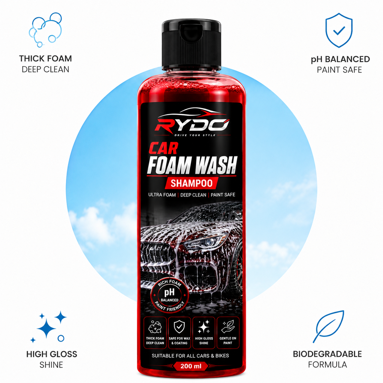 Car Foam Wash & Dashboard Polish Combo Kit
