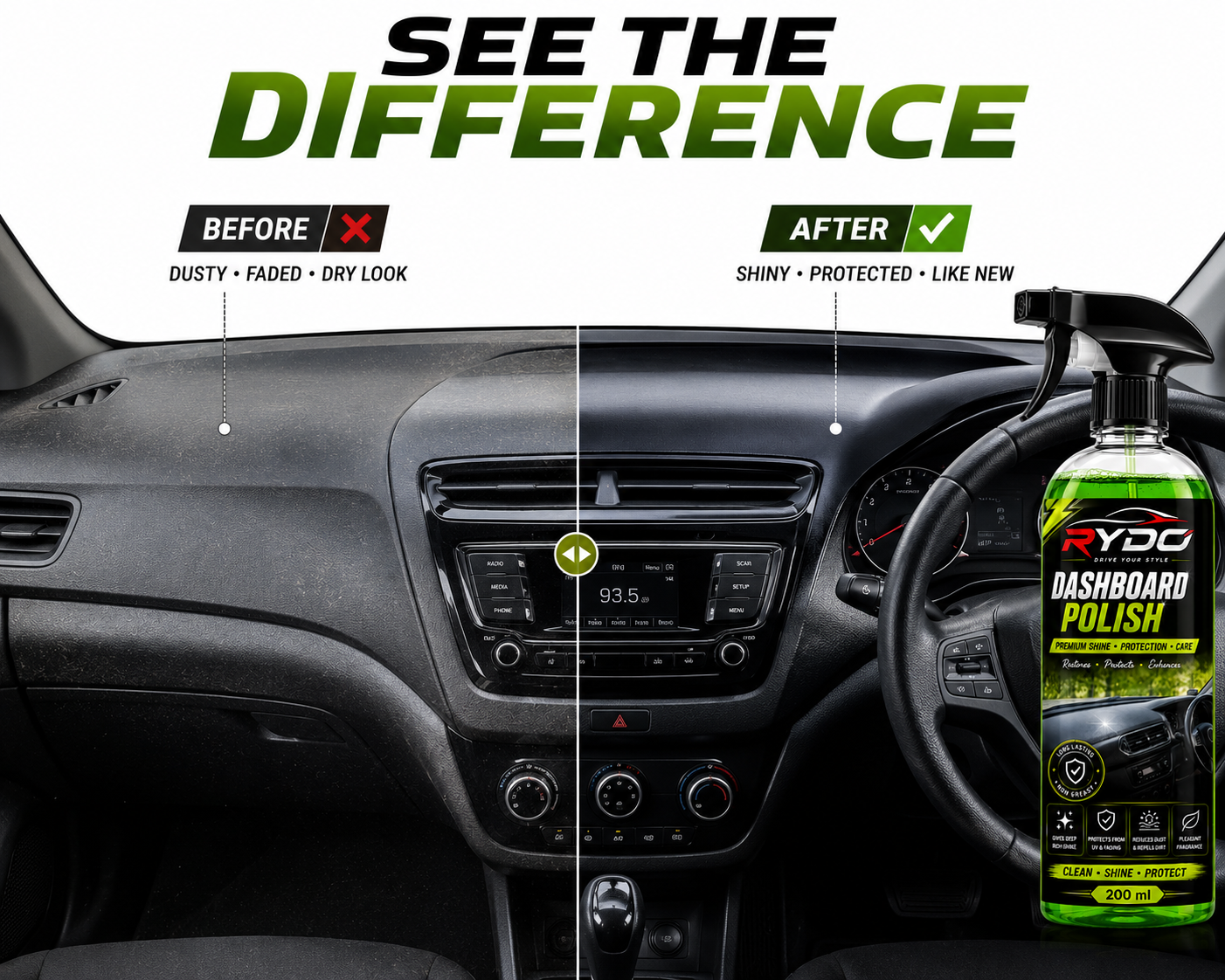 Car Foam Wash & Dashboard Polish Combo Kit